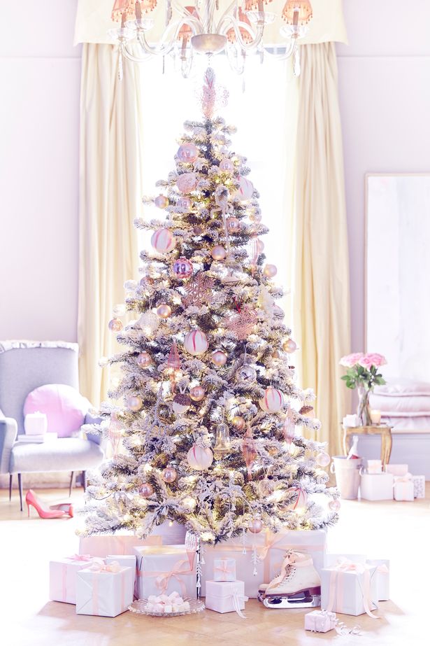 White Christmas tree with pink and purple and gold decoration Top 10 Christmas Decoration Ideas & Trends - 24