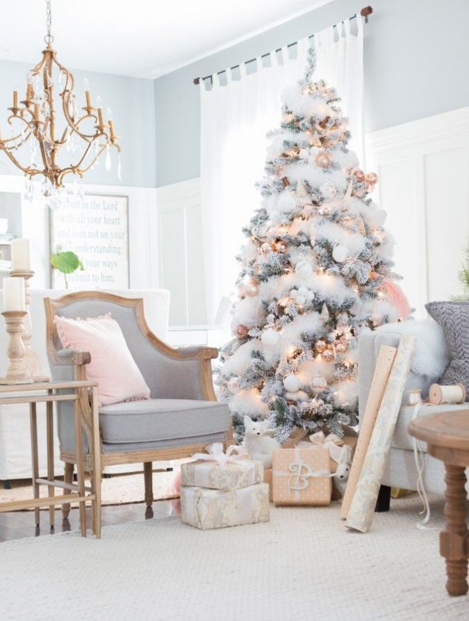 White Christmas tree with pink decoration Top 10 Christmas Decoration Ideas & Trends - 23