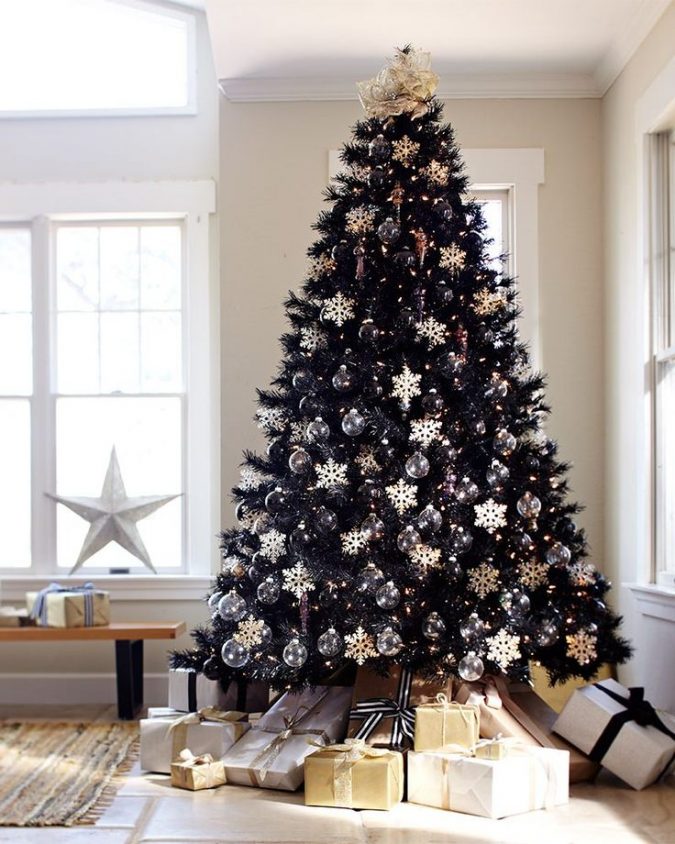 black christmas trees with white and gold decoration Top 10 Christmas Decoration Ideas & Trends - 18