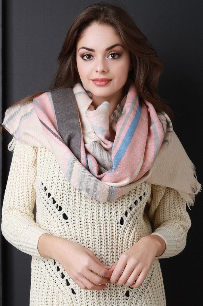 cozy scarf plaid scarf +25 Catchiest Scarf Trends for Women - 1