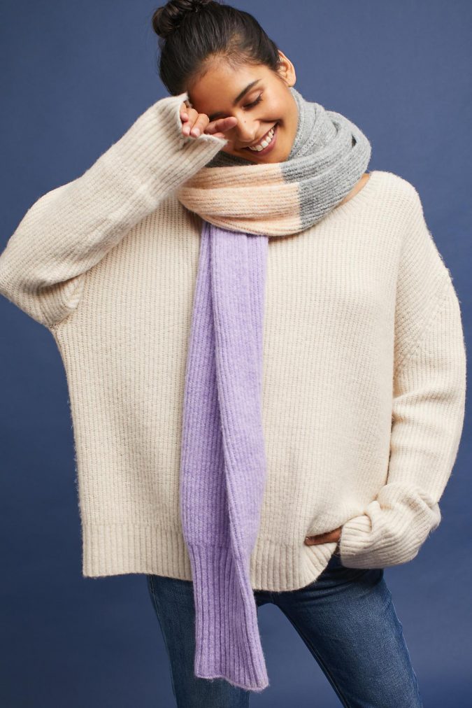 pastel Heavy woolen scarf +25 Catchiest Scarf Trends for Women - 19
