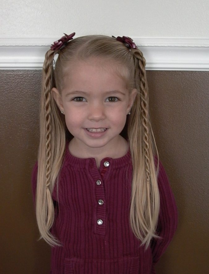 two ponytails school hairstyle little girl Top 10 Best Girl’s Hairstyles for School - 12