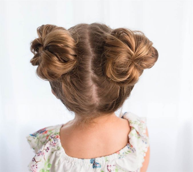 two side buns school hairstyle little girl Top 10 Best Girl’s Hairstyles for School - 11