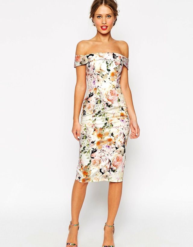 off shoulder Floral cocktail dress women summer outfit Top 10 Lovely Spring & Summer Outfit Ideas - 23