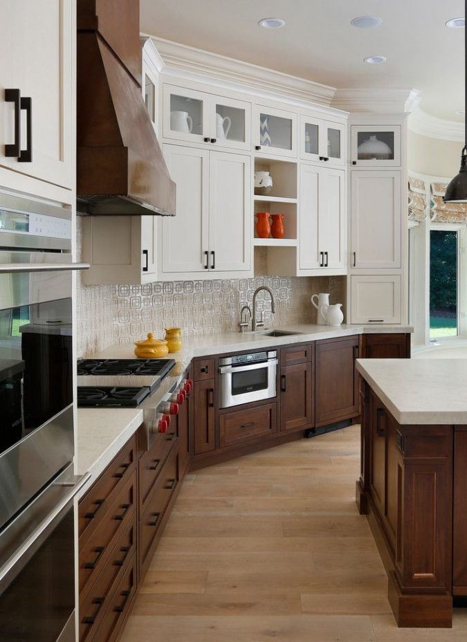 two toned kitchen wood cabinets Top 10 Hottest Kitchen Design Trends - 1