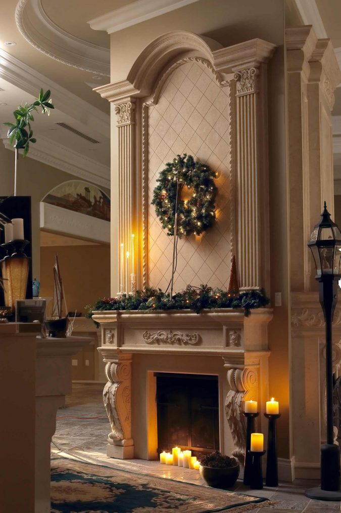 livingroom decorations lovable green christmas wreaths over the mantel Top 10 Ideas To Make Your Home Look Magical and Enjoyable For Holidays - 3