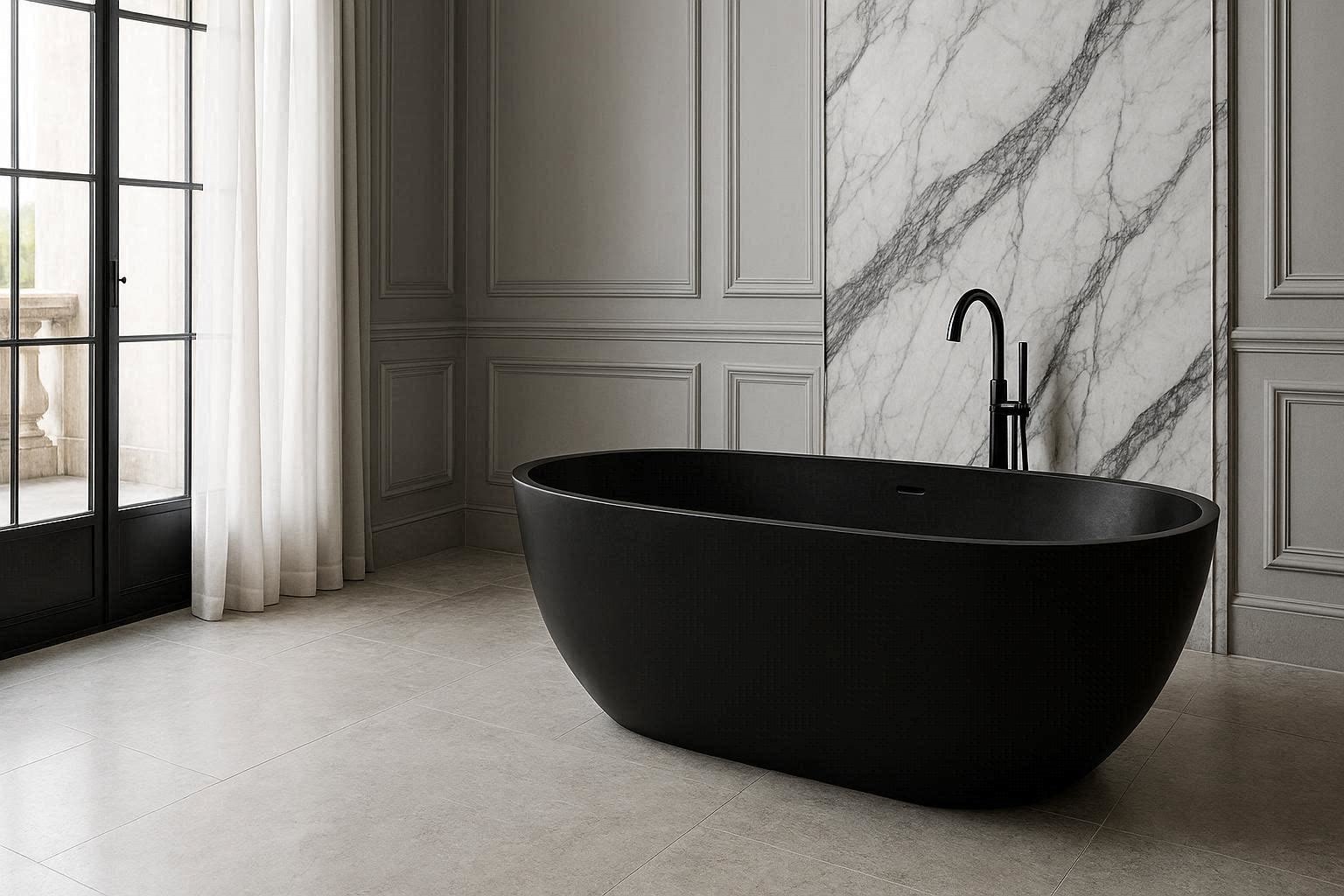 Best Trendy 15 Magnificent & Dazzling Bathtub Designs 11 Black Statement Bathtubs for a Bold Luxury Appearance Best Trendy 15 Magnificent & Dazzling Bathtub Designs - 11