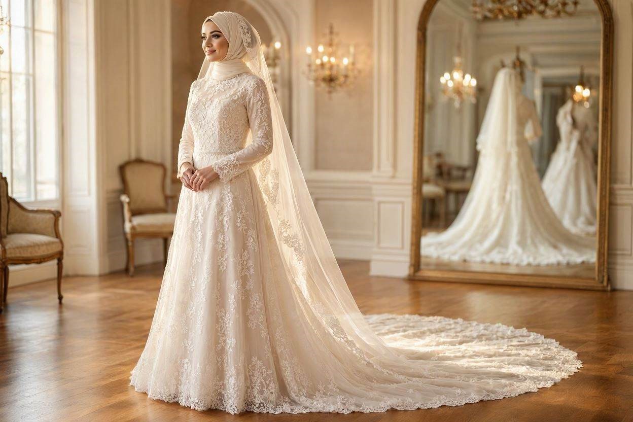 15 Fabulous Wedding Dresses for Muslim Brides 7 Lace Long Sleeve Wedding Dress 15 Fabulous Wedding Dresses for Muslim Brides - 7