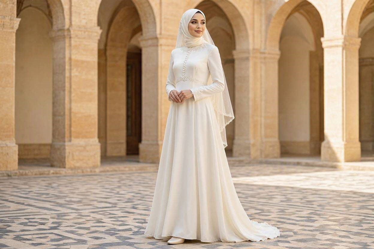 15 Fabulous Wedding Dresses for Muslim Brides 18 Minimalist Modest Wedding Dress 15 Fabulous Wedding Dresses for Muslim Brides - 18