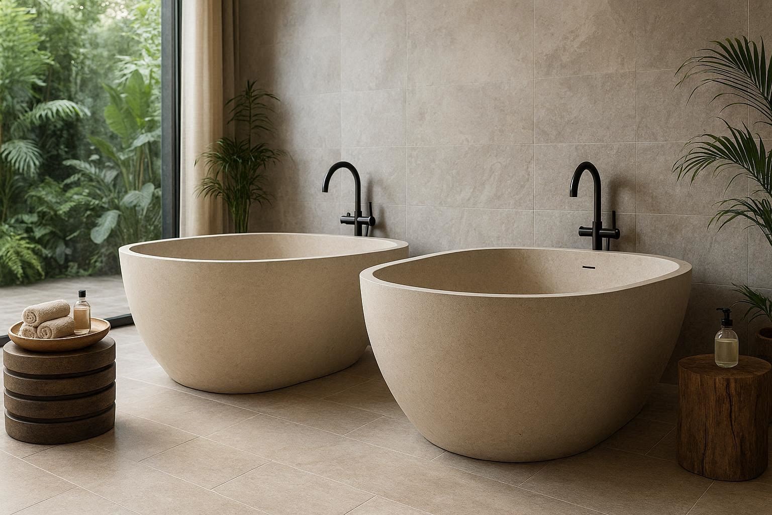 Best Trendy 15 Magnificent & Dazzling Bathtub Designs 12 Stone Resin Bathtubs for a Natural Spa Inspired Feel Best Trendy 15 Magnificent & Dazzling Bathtub Designs - 12
