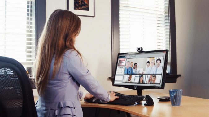 business computer Video Conferencing Woman in office on VTR computer The Next Level Training Platform for Your Business - 8