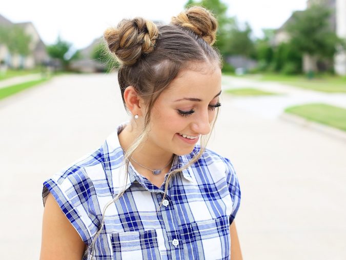 two-high-braided-buns-675x506 Top 10 Trendy Back to School Hairstyles 2022 - 2023