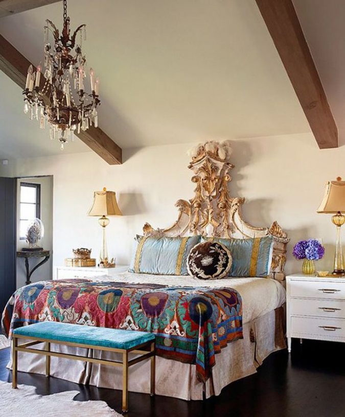 boho-and-classic-bedroom-home-decor-675x817 +45 Stellar Boho Interior Designs & Trends for 2020