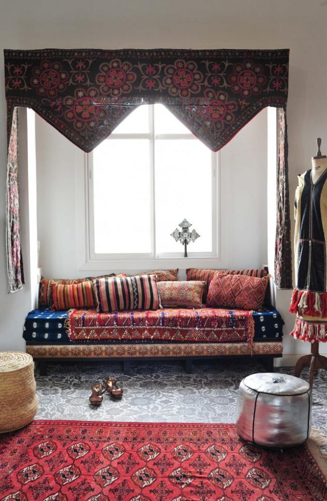 boho-decor-Ikat-furnishings-living-room-675x1032 +45 Stellar Boho Interior Designs & Trends for 2020
