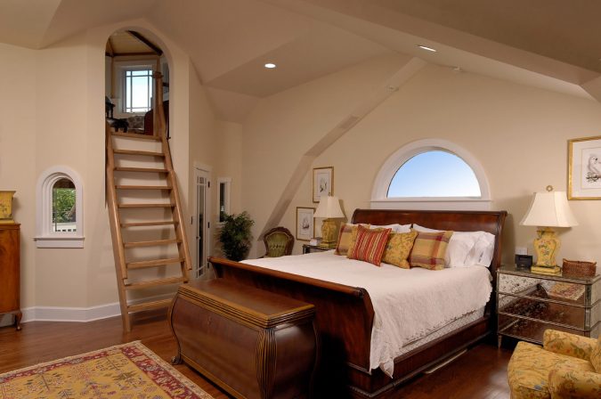 boho-decor-bedroom-ladder-675x448 +45 Stellar Boho Interior Designs & Trends for 2020