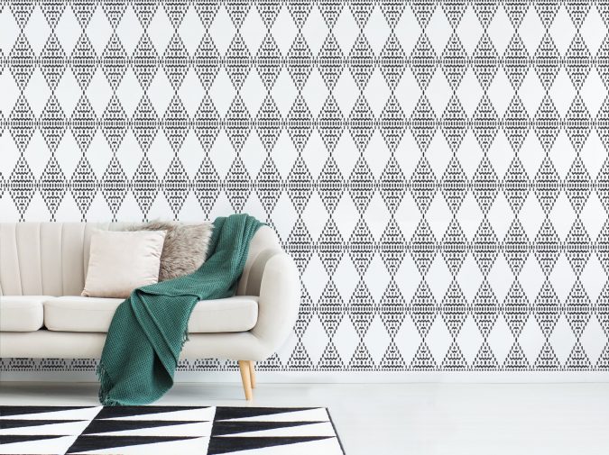 boho-home-decor-Ikat-printed-wall-675x505 +45 Stellar Boho Interior Designs & Trends for 2020