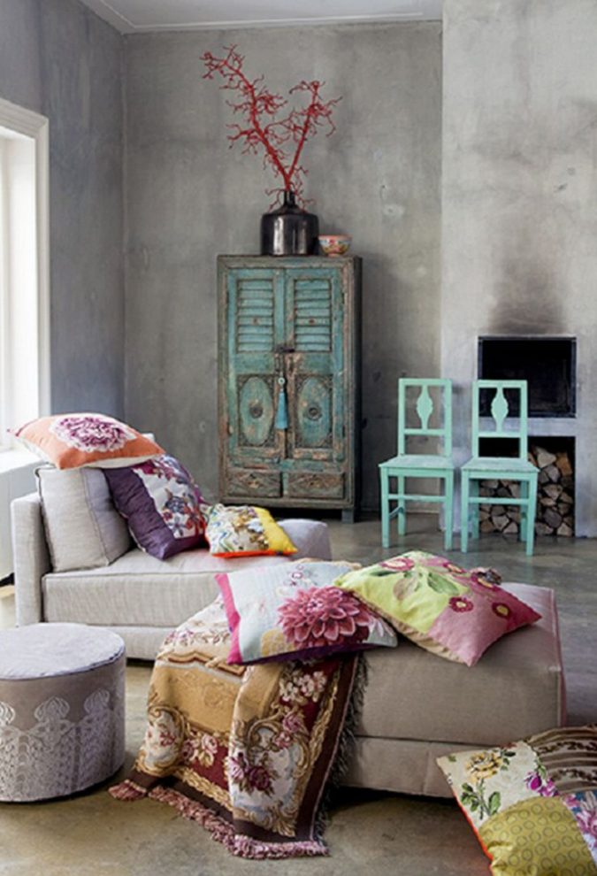 boho-home-decor-living-room-2-675x990 +45 Stellar Boho Interior Designs & Trends for 2020
