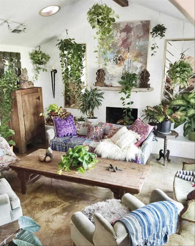 boho-home-decor-living-room-4-675x850 +45 Stellar Boho Interior Designs & Trends for 2020