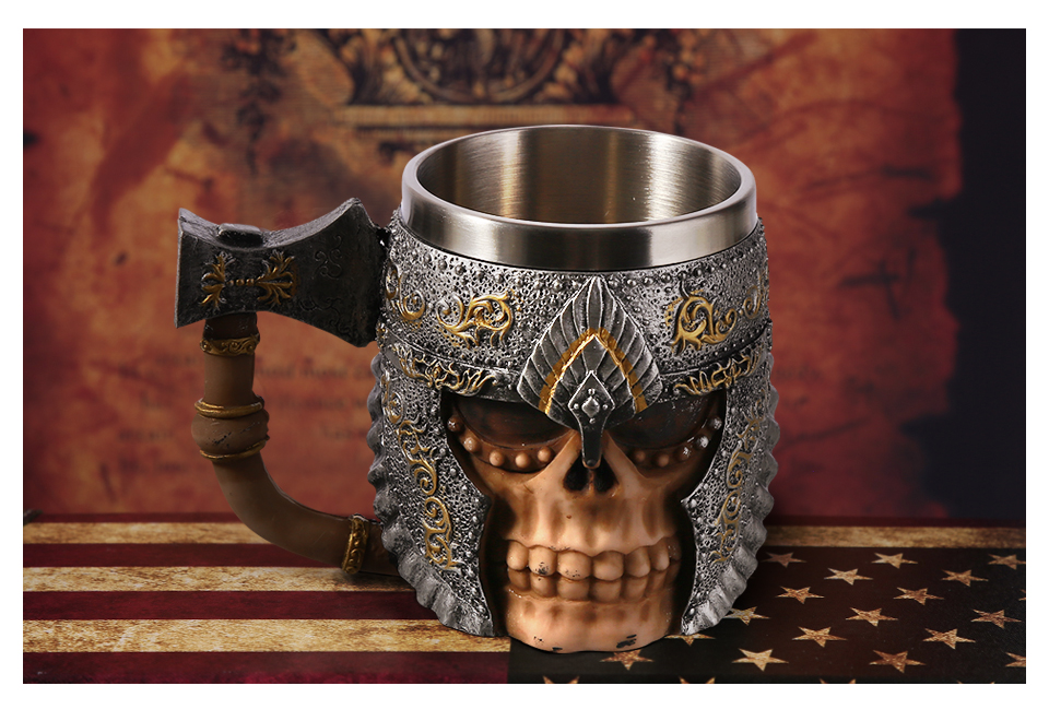 Creative-3D-Viking-Warrior-Skull-Mug-2 Creative 3D Viking Warrior Skull Mug