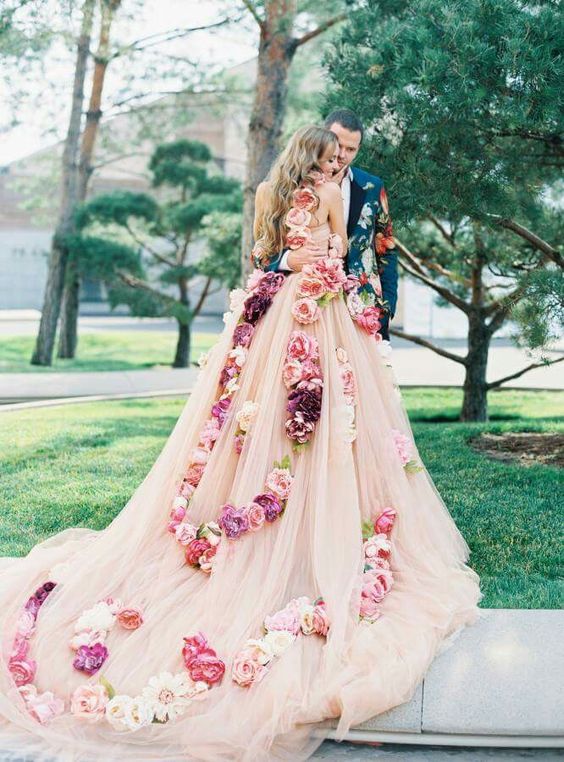 floral gowns.. 150+ Best Bridal Fashion Trends and Ideas for Fall/winter - 8