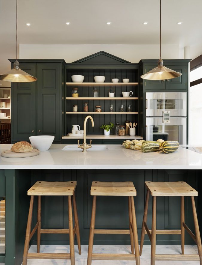 hunter green kitchen Top 10 Stylish and Practical Kitchen Design Trends - 18