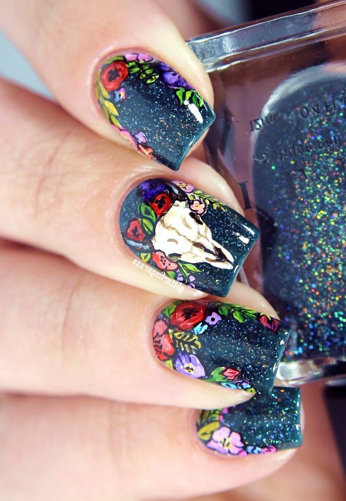 floral-nail-design-675x975 60+ Most Fabulous Winter Nail Design Ideas This Year