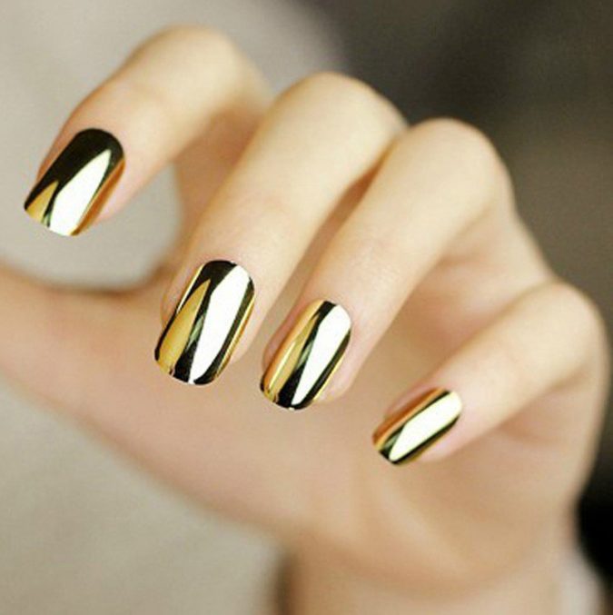 metallic nail design 60+ Most Fabulous Winter Nail Design Ideas This Year - 53