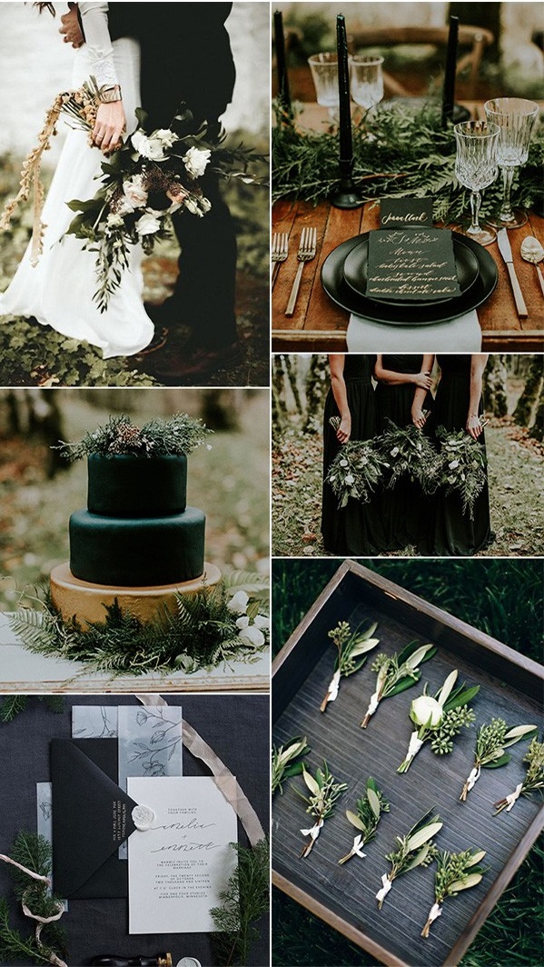 olive-and-black-winter-woodsy-wedding-color-ideas-1 Trend Forecasting: Top 15 Expected Wedding Color Ideas for 2021