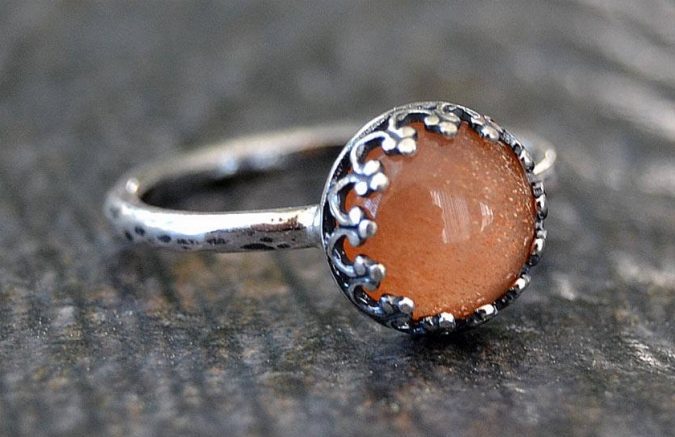 sterking silver ring with sunstone 60+ Stellar Sterling Silver Rings for Women - 23