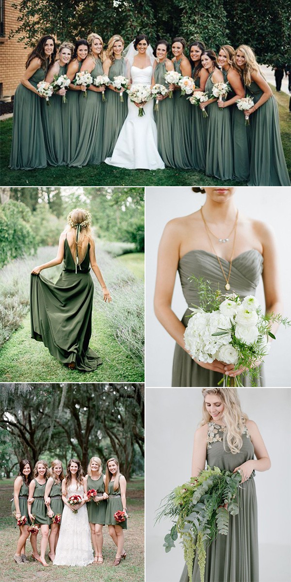trending olive green bridesmaid dresses 1 Trend Forecasting: Top 15 Expected Wedding Color Ideas - 4