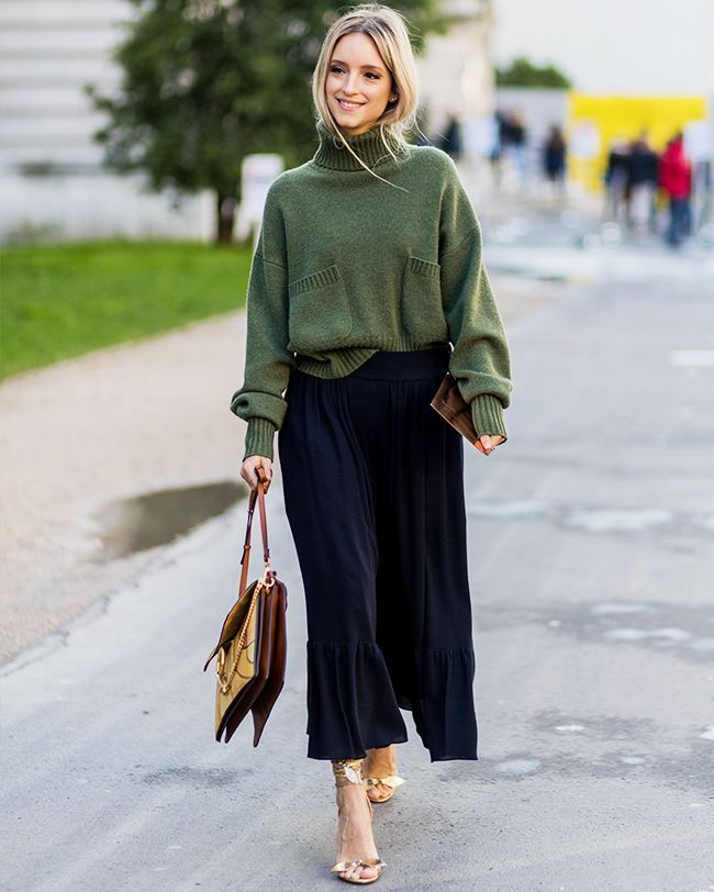 winter-outfit-Turtleneck-with-midi-skirt-7 70+ Elegant Winter Outfit Ideas for Business Women