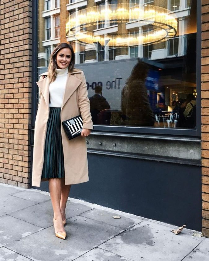 winter-outfit-Turtleneck-with-midi-skirt-and-coat-675x843 70+ Elegant Winter Outfit Ideas for Business Women