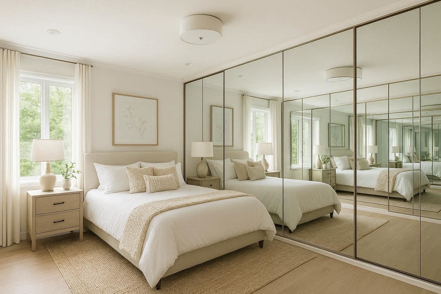Add Mirrors to Make the Bedroom Feel Bigger and Brighter 15 Budget Friendly Bedroom Ideas to Make Your Space Look Expensive - 8