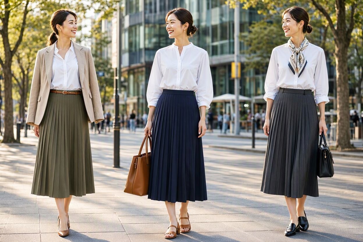 15 Elegant Summer Outfit Ideas for Business Women 5 Crisp White Blouse with a Pleated Midi Skirt 15 Elegant Summer Outfit Ideas for Business Women - 5