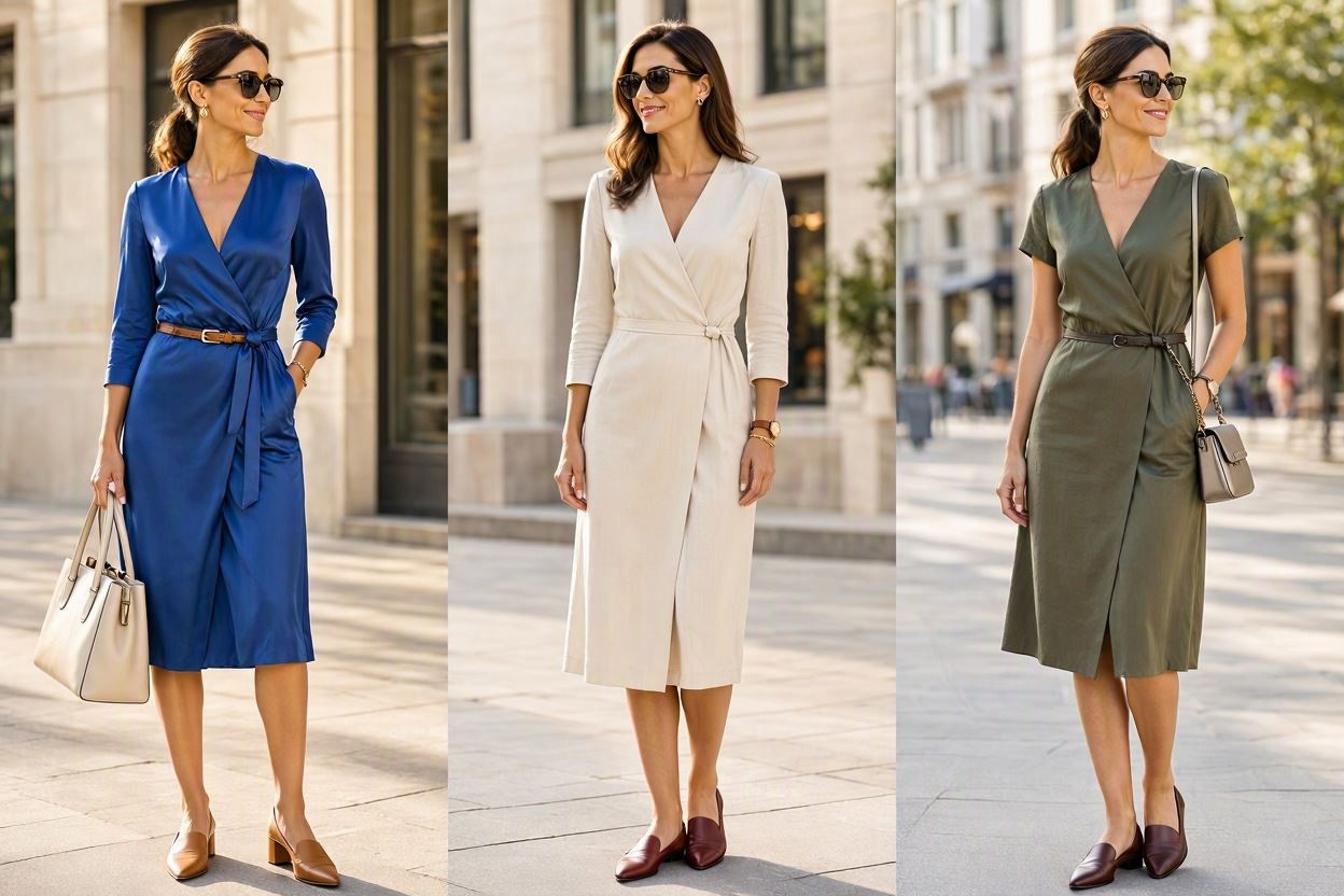 15 Elegant Summer Outfit Ideas for Business Women 15 Elegant Wrap Dress with Minimal Accessories 15 Elegant Summer Outfit Ideas for Business Women - 15