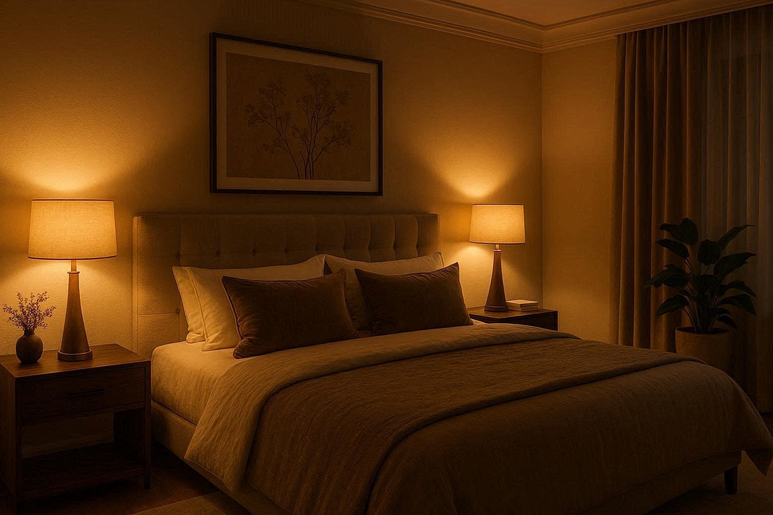 Use Warm Layered Lighting for a Cozy Luxury Feel 15 Budget Friendly Bedroom Ideas to Make Your Space Look Expensive - 5