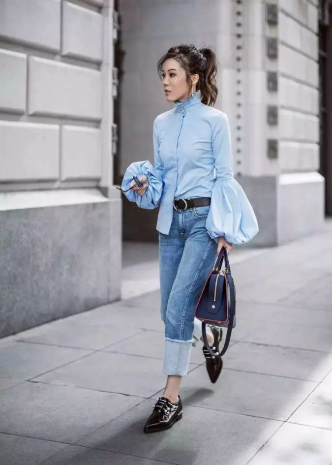 blue-monochrome-work-outfit-675x945 80+ Elegant Summer Outfit Ideas for Business Women
