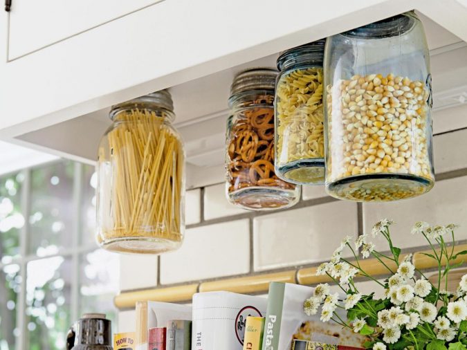 kitchen-decor-Hanging-Glass-Mason-Jars-Storage-675x506 Top 18 Creative Kitchen Decoration Tricks No One Told You About
