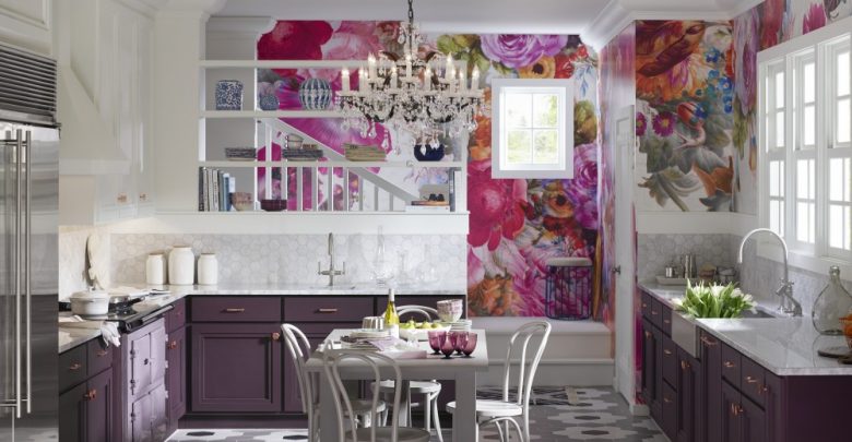 kitchen with floral wallpaper Top 18 Creative Kitchen Decoration Tricks No One Told You About - kitchen design ideas 1