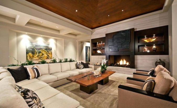 living room accent wooden ceiling Best 14 Tips to Follow When Planning a Small Living Room - 6