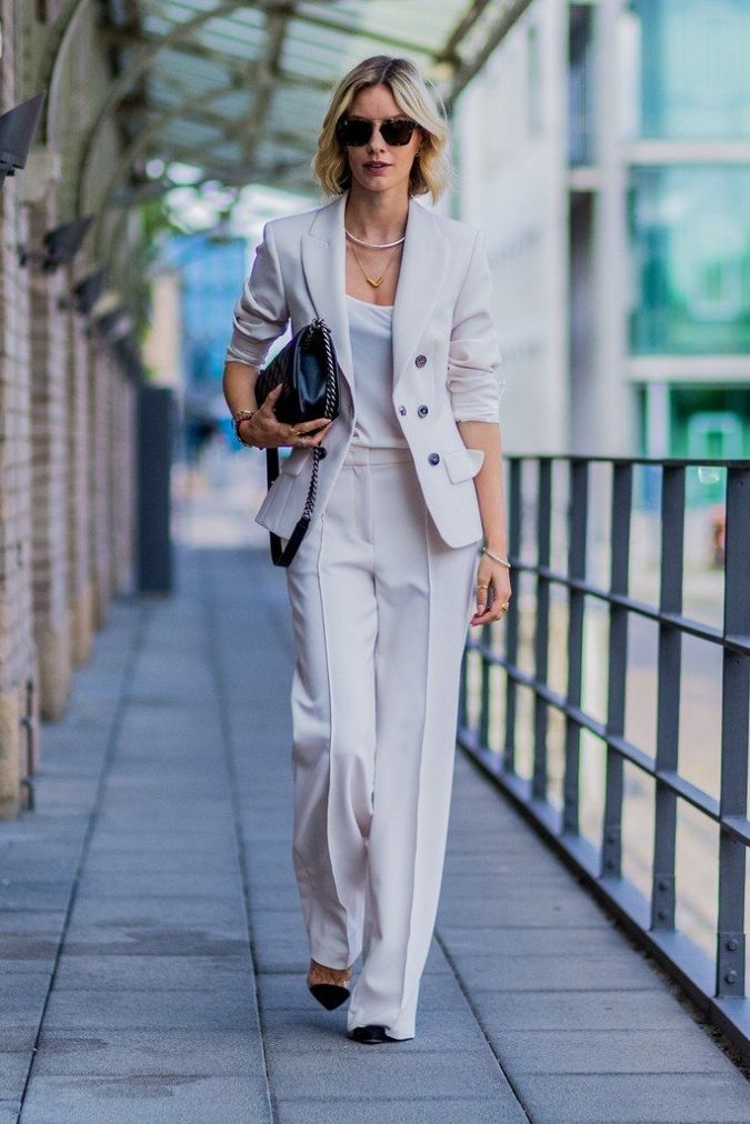 monochrome-work-outfit-summer-suit-675x1012 Best 20 Balenciaga Shoes Outfit Ideas for Women in 2021