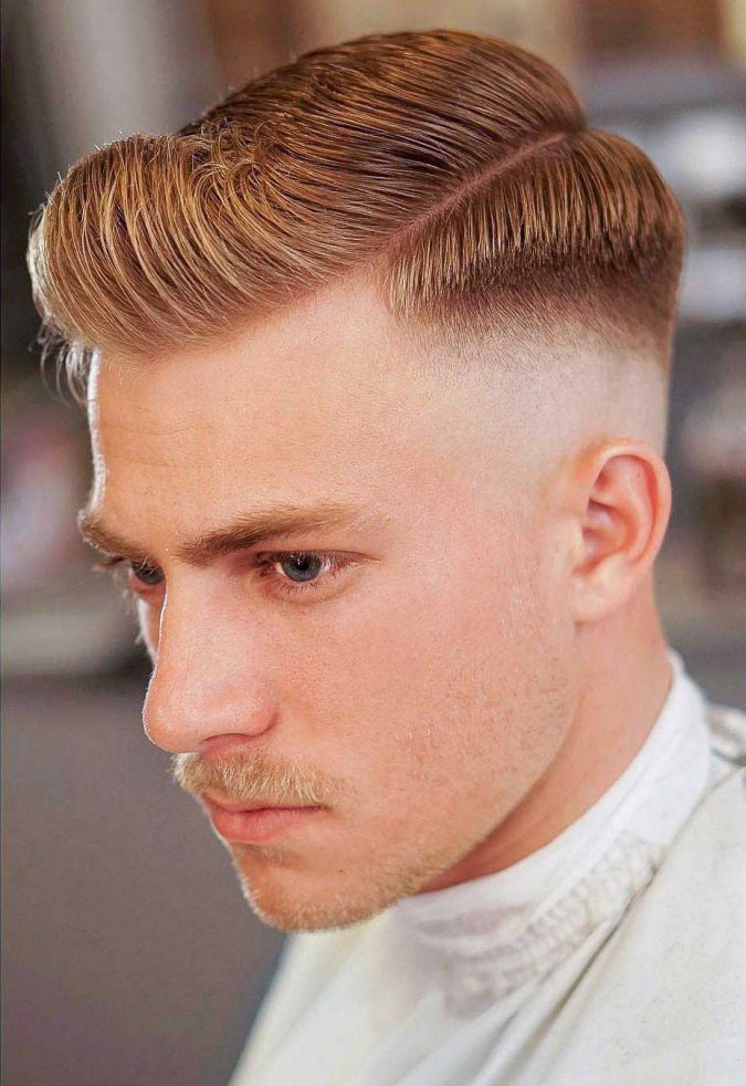 side part short pompadour with middle skin fade haircut 10 Best Men's Haircuts According to Face Shape - 8
