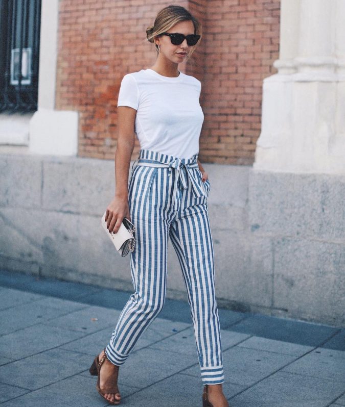 summer-work-outfit-with-stripped-pants-675x798 80+ Elegant Summer Outfit Ideas for Business Women