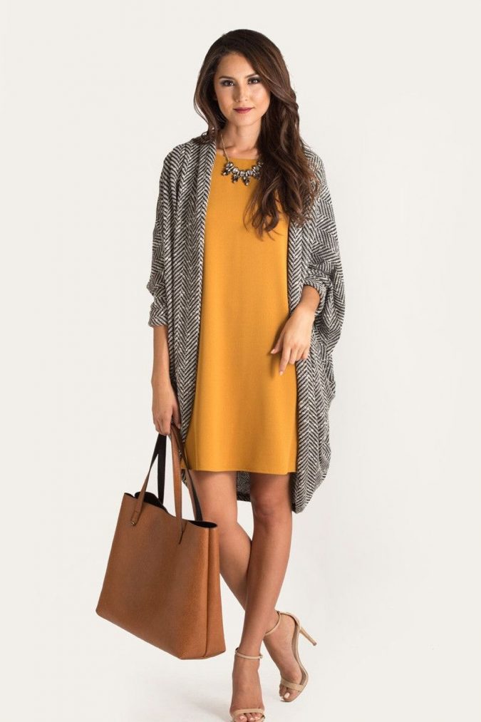 summer-work-outfit-yellow-dress-with-cardigan-675x1013 80+ Elegant Summer Outfit Ideas for Business Women