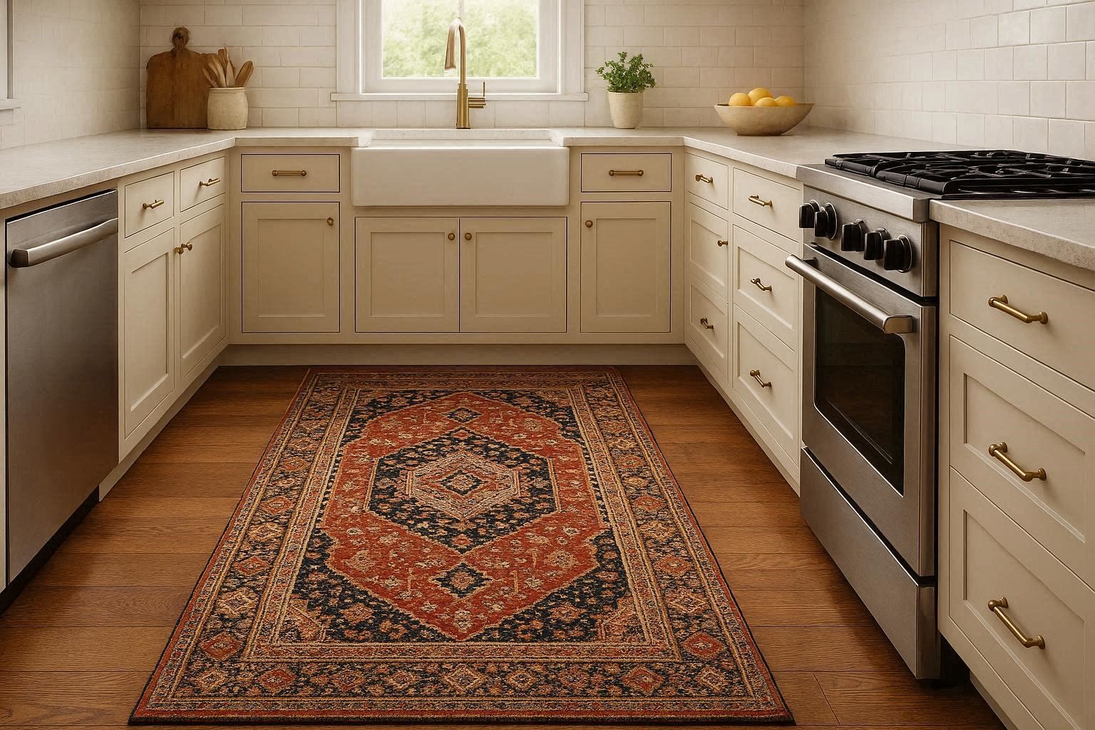 Top 16 Creative Kitchen Decoration Tricks No One Told You About 9 Add a Decorative Rug for Warmth and Personality Top 16 Creative Kitchen Decoration Tricks No One Told You About - 9