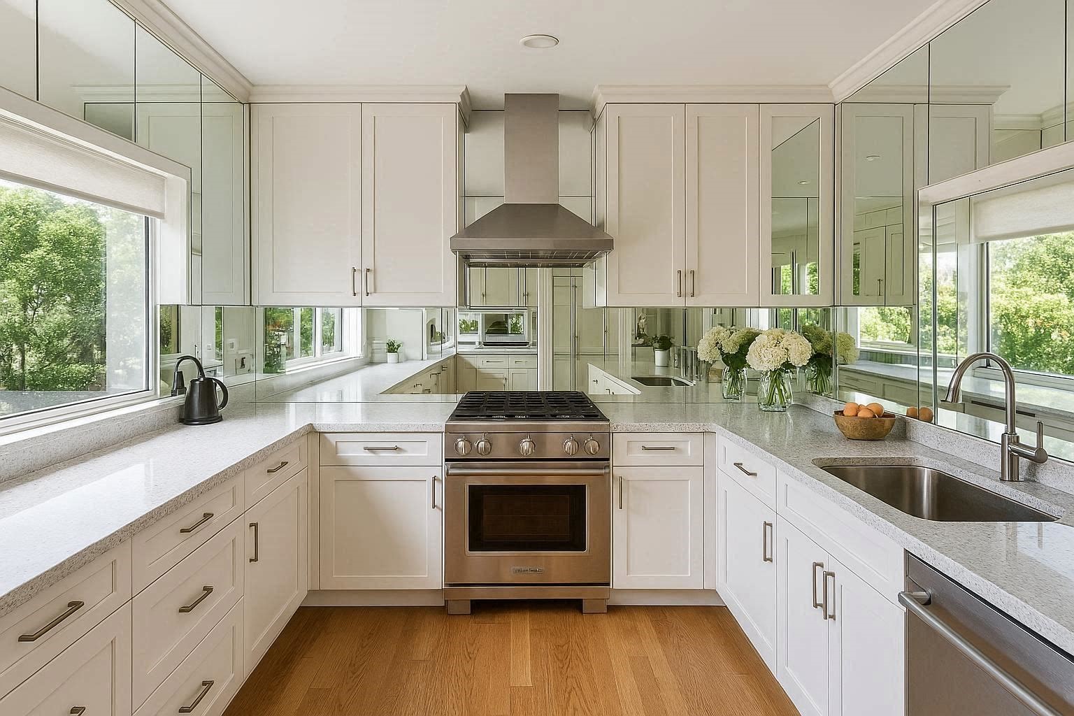 Top 16 Creative Kitchen Decoration Tricks No One Told You About 13 Use Mirrors to Make Your Kitchen Look Bigger Top 16 Creative Kitchen Decoration Tricks No One Told You About - 13
