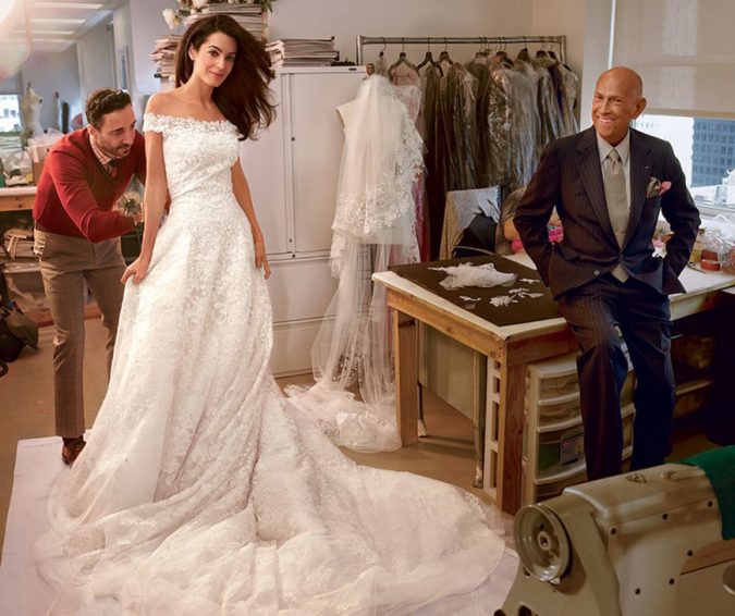 George Clooney’s bride wedding dress by Oscar de la Renta Top 10 Most Expensive Wedding Dress Designers - 58