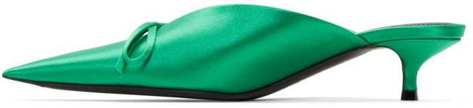 Best 20 Balenciaga Shoes Outfit Ideas for Women 46 green satin knife mules 2 Best 20 Balenciaga Shoes Outfit Ideas for Women - 46