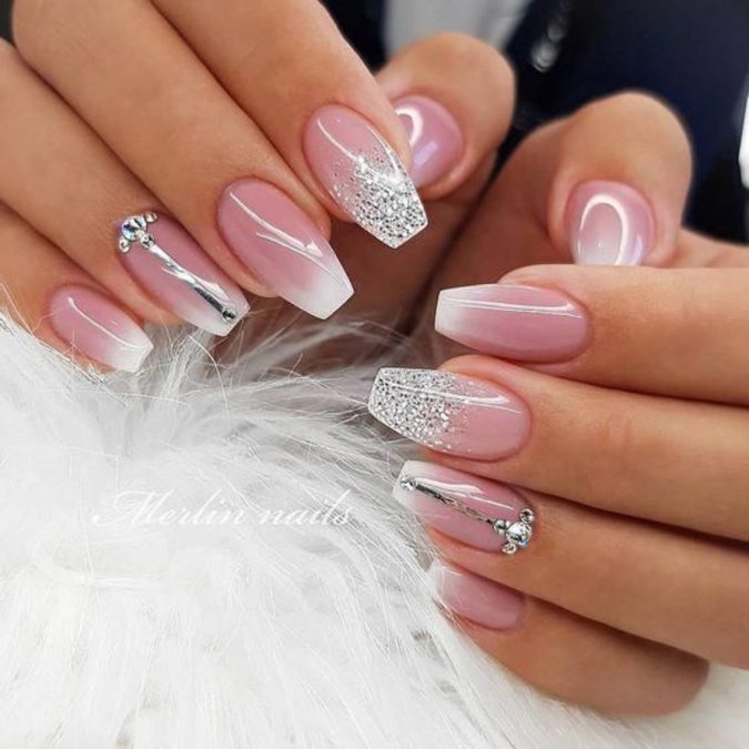 light pink glitter nails +60 Hottest Nail Design Ideas for Your Graduation - 2