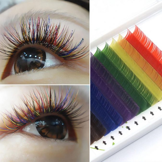 makeup-Rainbow-eyelashes-2-675x675 Top 20 Newest Eyelashes Beauty Trends in 2020